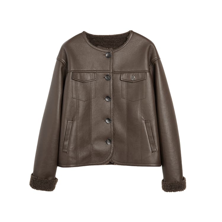 ELLE Кофе Женские Кожаные Куртки - изображение 1