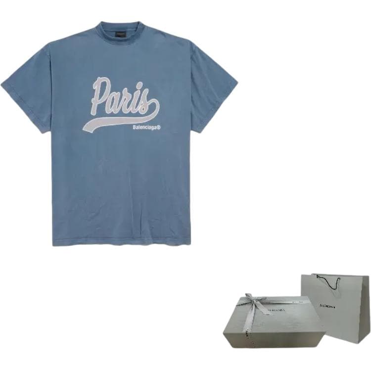Футболка Balenciaga FW24 Faded Blue Tee - изображение 9