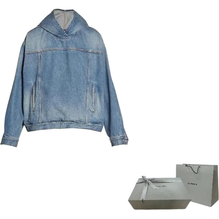 Куртка Balenciaga FW22 Denim Hoodie Jacket Blue - изображение 8