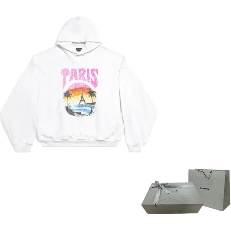 Худи Balenciaga Paris Tropical Round Hoodie White/Pink - изображение 10
