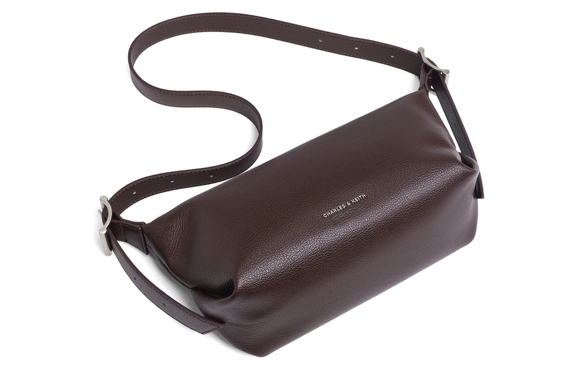 Мини-сумка CHARLES KEITH ПУ (полиуретан) Сумка-подушка Сумка на плечо Маленькая Женская Черная Сливовая Фуксия - изображение 3