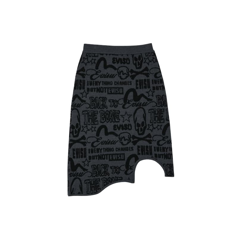 EVISU Темно-серый Женский Вязаный Длинный Юбка - изображение 2
