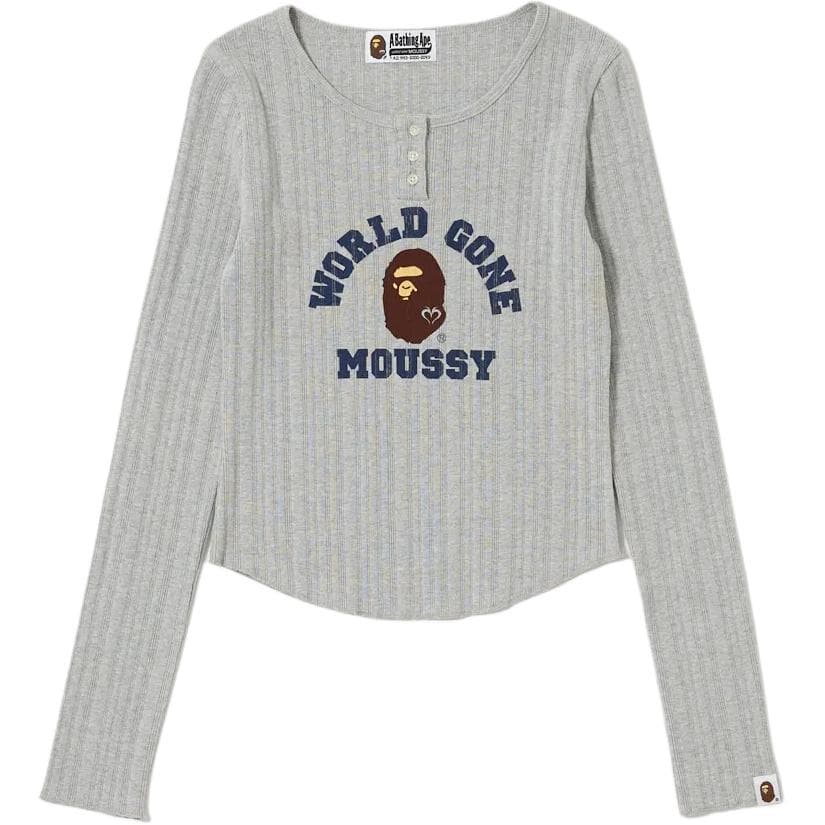 Футболка A BATHING APE X MOUSSY Набор волшебных цветов в рукав T-рубашка женская - изображение 2