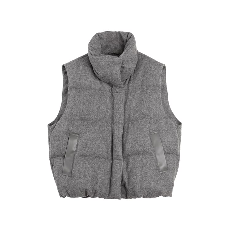 ELLE Light Gray Women's Down Vests ELLE Светло-серый женский пуховый жилет - изображение 1