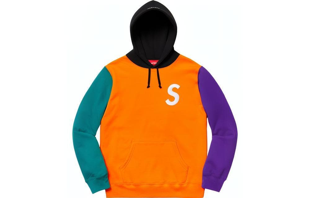 Кофта Supreme SS19 S Logo Colorblocked Hooded Sweatshirt Orange - изображение 1