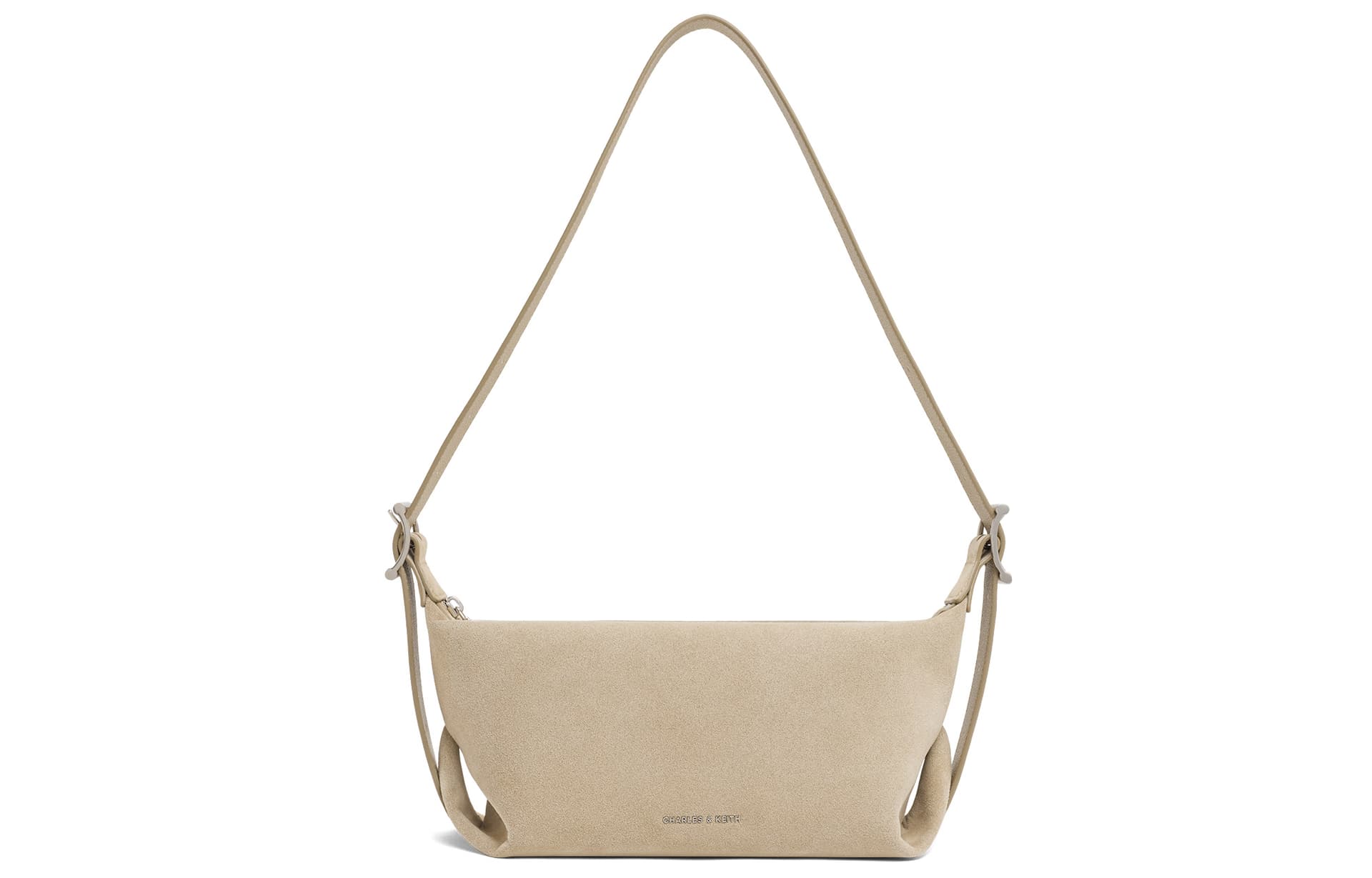 Мини-сумка CHARLES&KEITH Винтажная замшевая сумка на плечо из искусственной кожи, сумка-подушка, маленький размер, женская модель, цвет Deep Olive/Nutmeg Beige - изображение 4