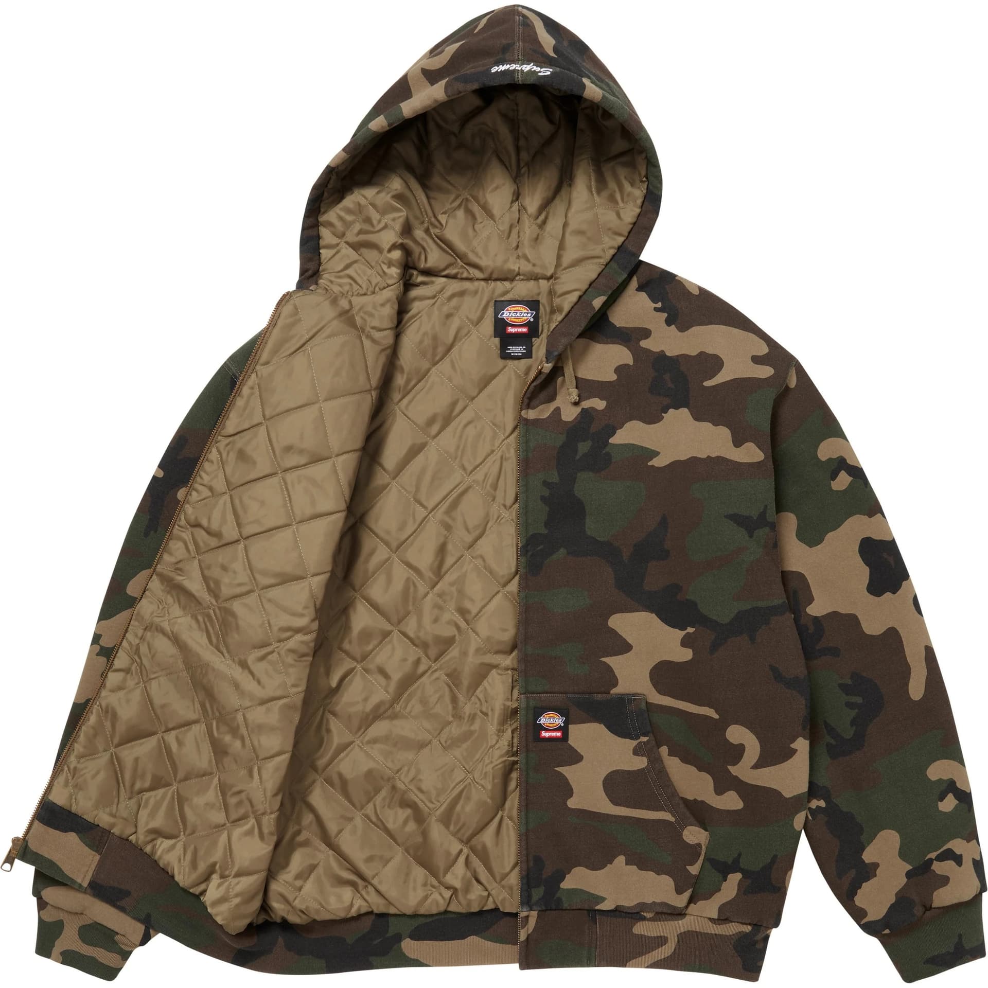 Кофта Supreme X Dickies FW25 WEEK4 Стеганый утепленный свитшот с капюшоном на молнии унисекс - изображение 2