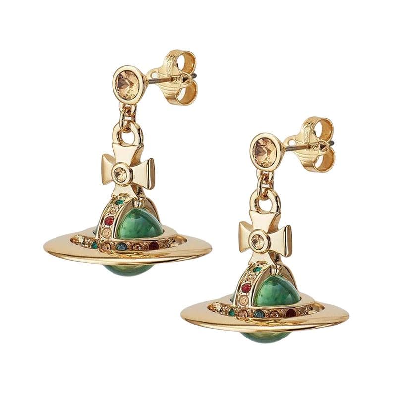 Серьги Вивьен Вествуд Перегородчатая эмаль Brass Earrings Унисекс Золото - изображение 3