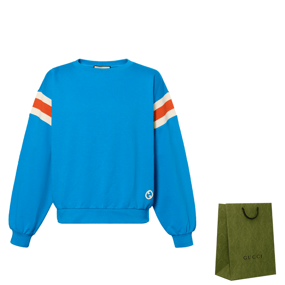 Кофта GUCCI SS23 Striped Crewneck Sweatshirt Blue — фото 7