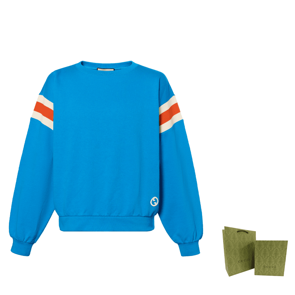 Кофта GUCCI SS23 Striped Crewneck Sweatshirt Blue — фото 9