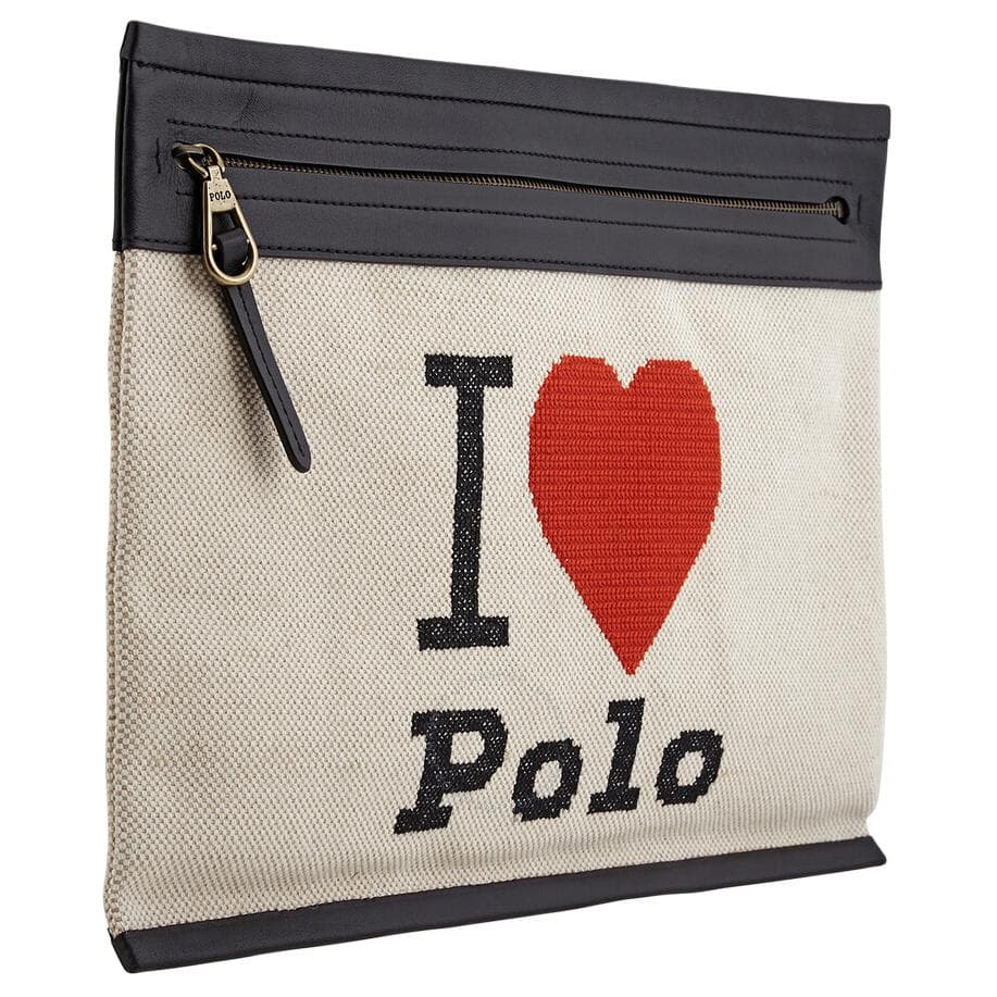 Сумка Polo Ralph Lauren Холст и Кожа Клатч Женский Натуральный и Черный - изображение 2