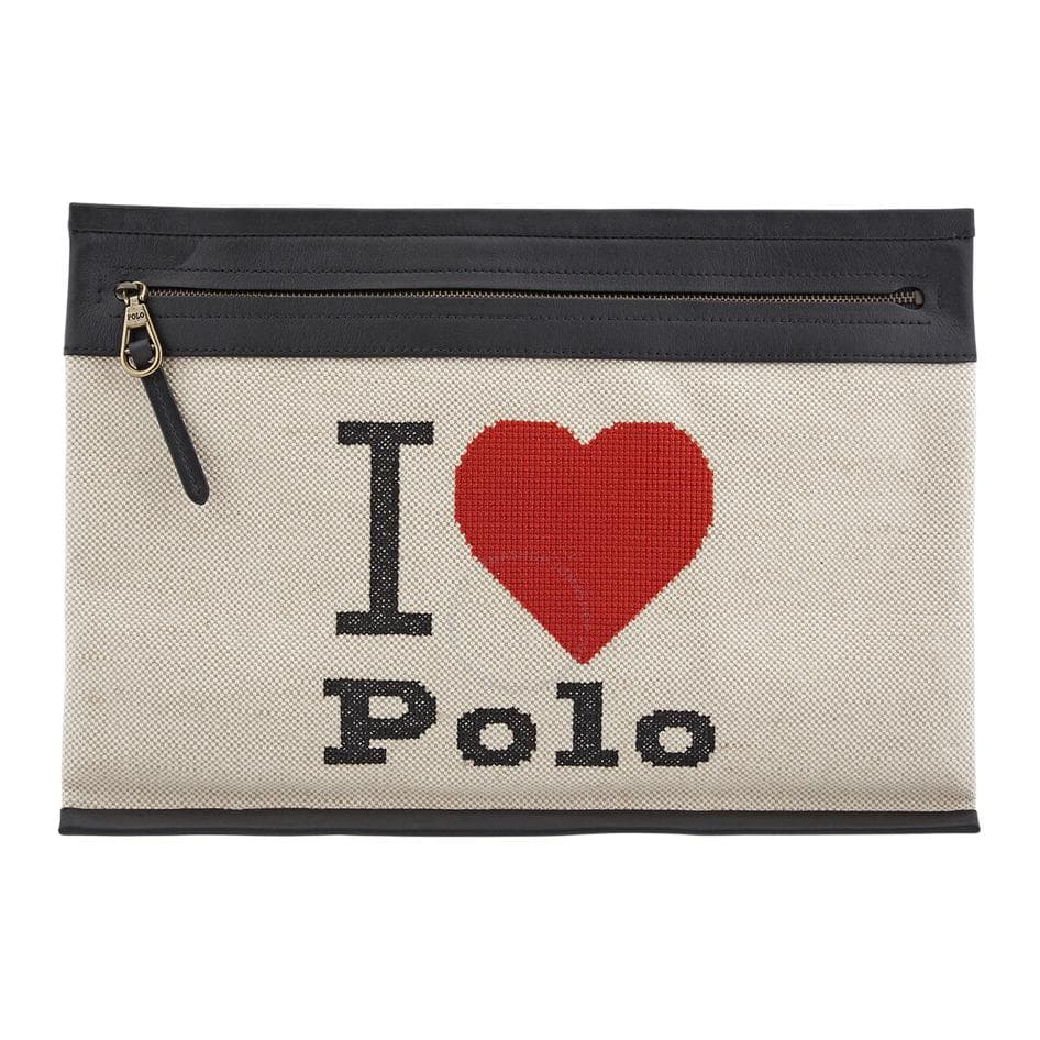 Сумка Polo Ralph Lauren Холст и Кожа Клатч Женский Натуральный и Черный - изображение 1