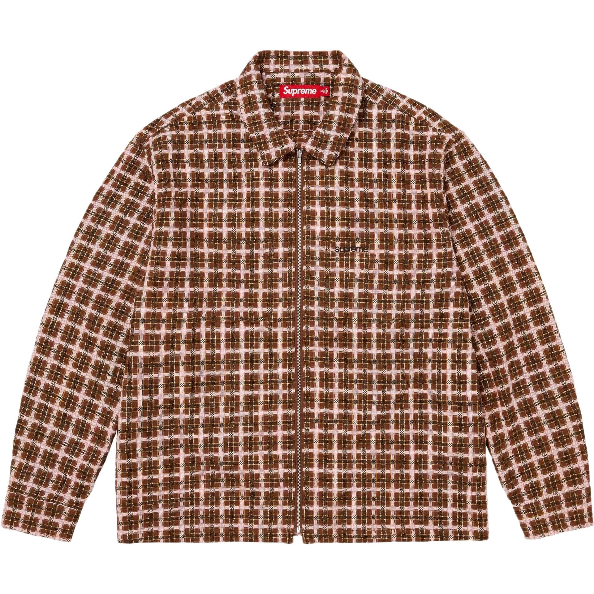 Рубашка Supreme FW25 WEEK5 Металлическая клетчатая рубашка с молнией унисекс - изображение 1