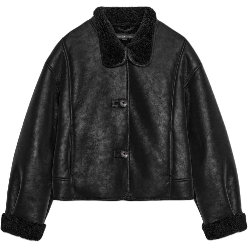 ZARA Черные Женские Кожаные Куртки - изображение 1