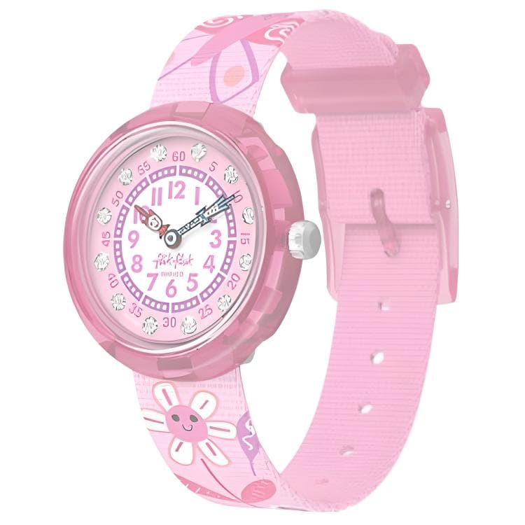 Часы SWATCH Flik Flak Кварцевый механизм водонепроницаемость 30 м детские часы 31,85*30,6 мм розовый циферблат - изображение 1