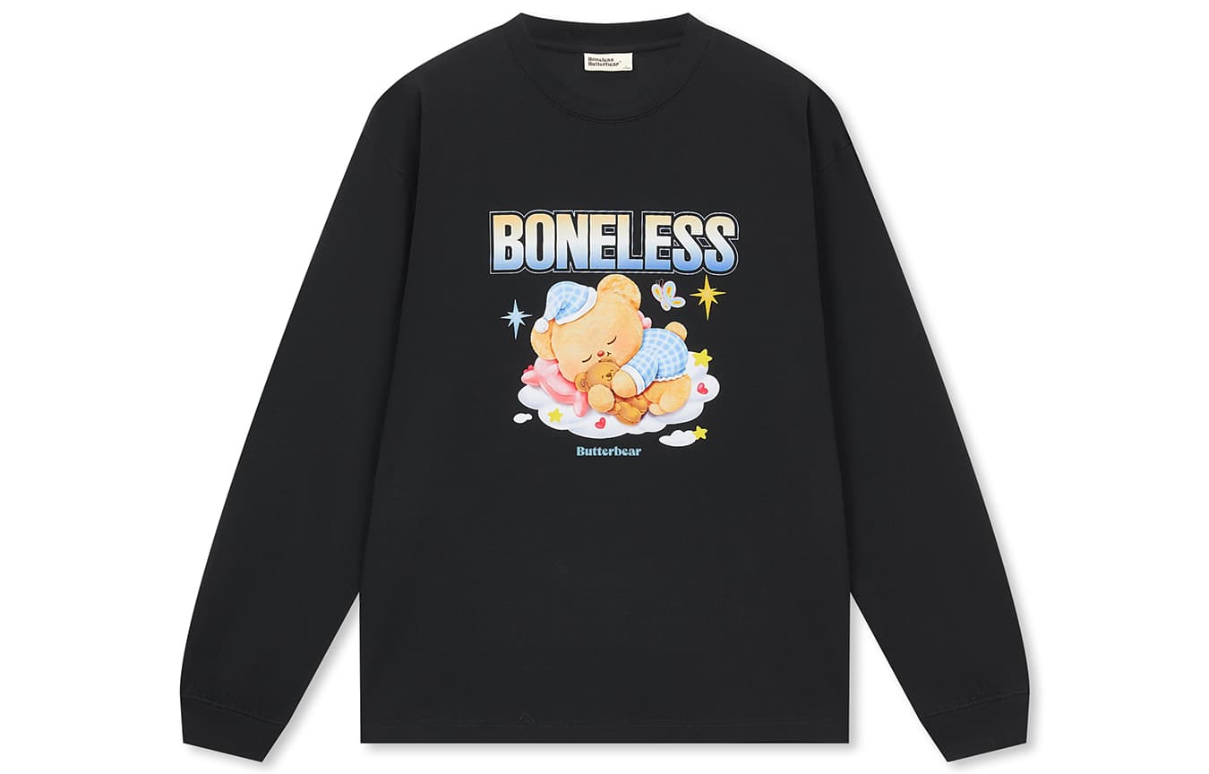 Футболка BONELESS x Butter Bear Коллекция Длиннорукавный топ с принтом Унисекс - изображение 1