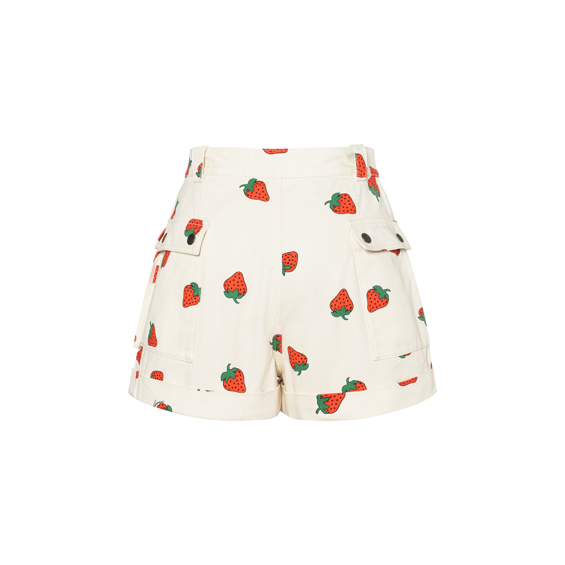 GUCCI Strawberry Print Cotton Twill Short - изображение 2