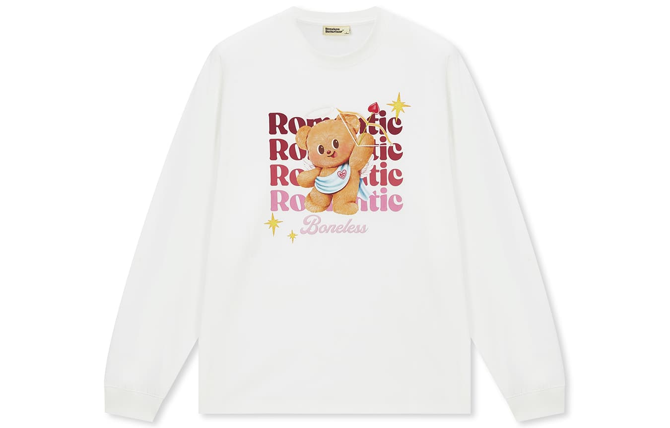 Футболка BONELESS x Butter Bear Romantic Angel Print Длиннорукавный топ Унисекс - изображение 1