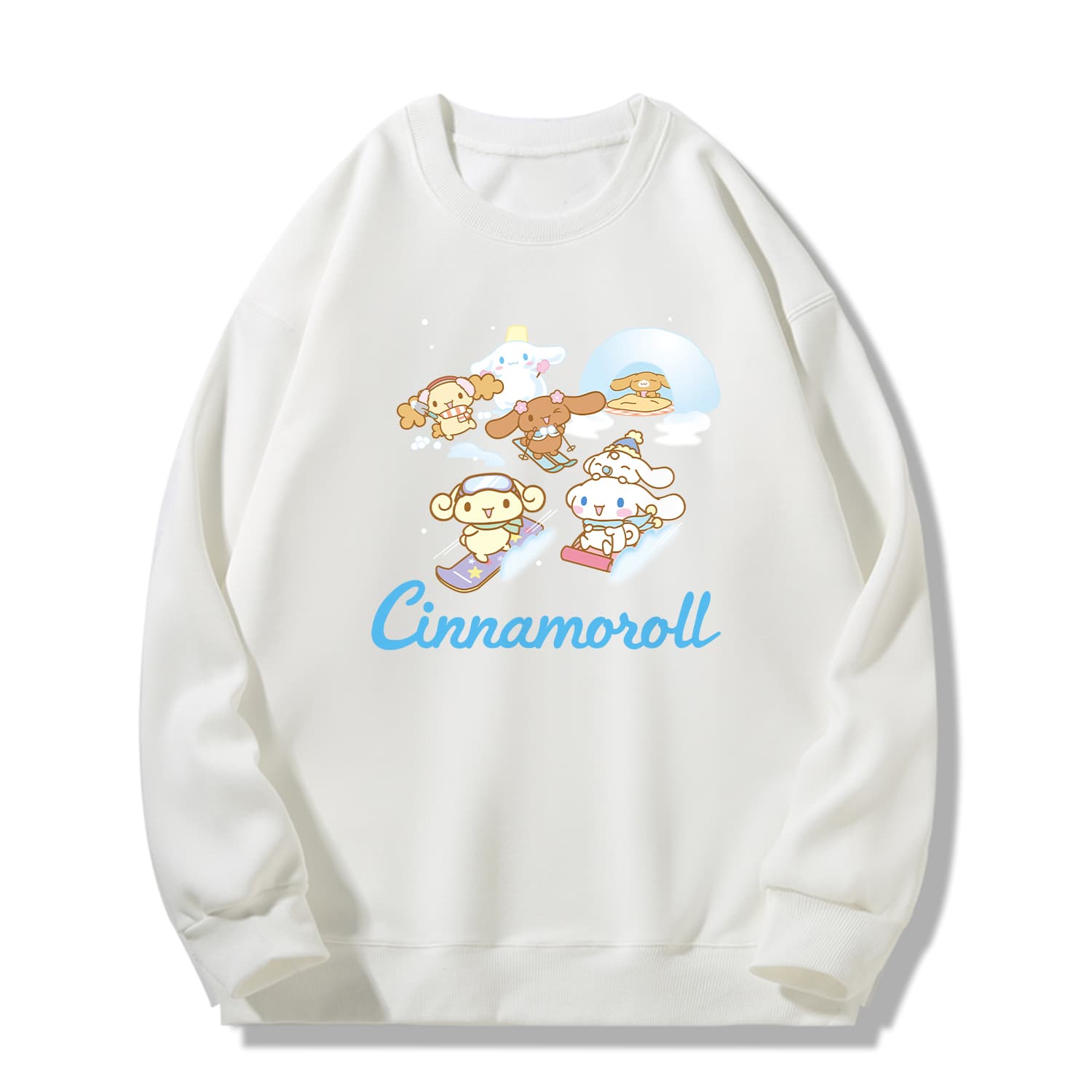 Худи Sanrio x Cinnamoroll Совместная коллекция Толстовка с принтом Унисекс Японский стиль Модный бренд Парный Повседневный Свободный покрой Круглый вырез - изображение 1