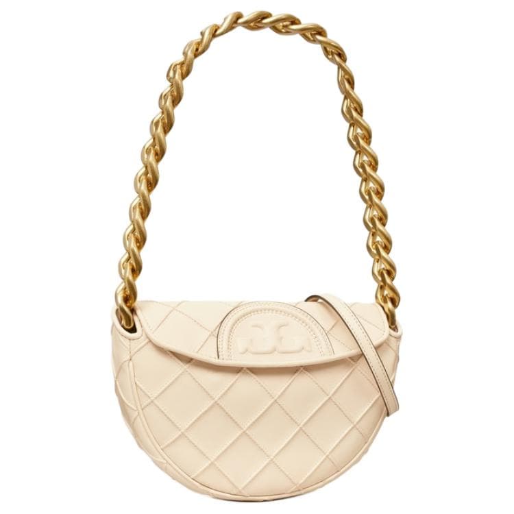 Мини-сумка Tory Burch Fleming Овчина Ткань Сумка через плечо Мини Женская Молочно-белая - изображение 3