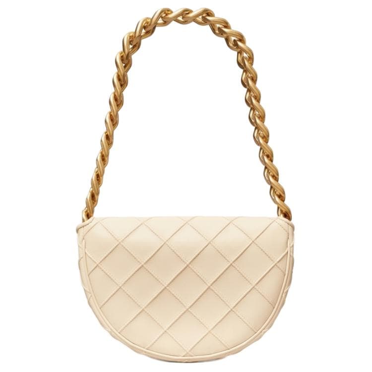 Мини-сумка Tory Burch Fleming Овчина Ткань Сумка через плечо Мини Женская Молочно-белая - изображение 5