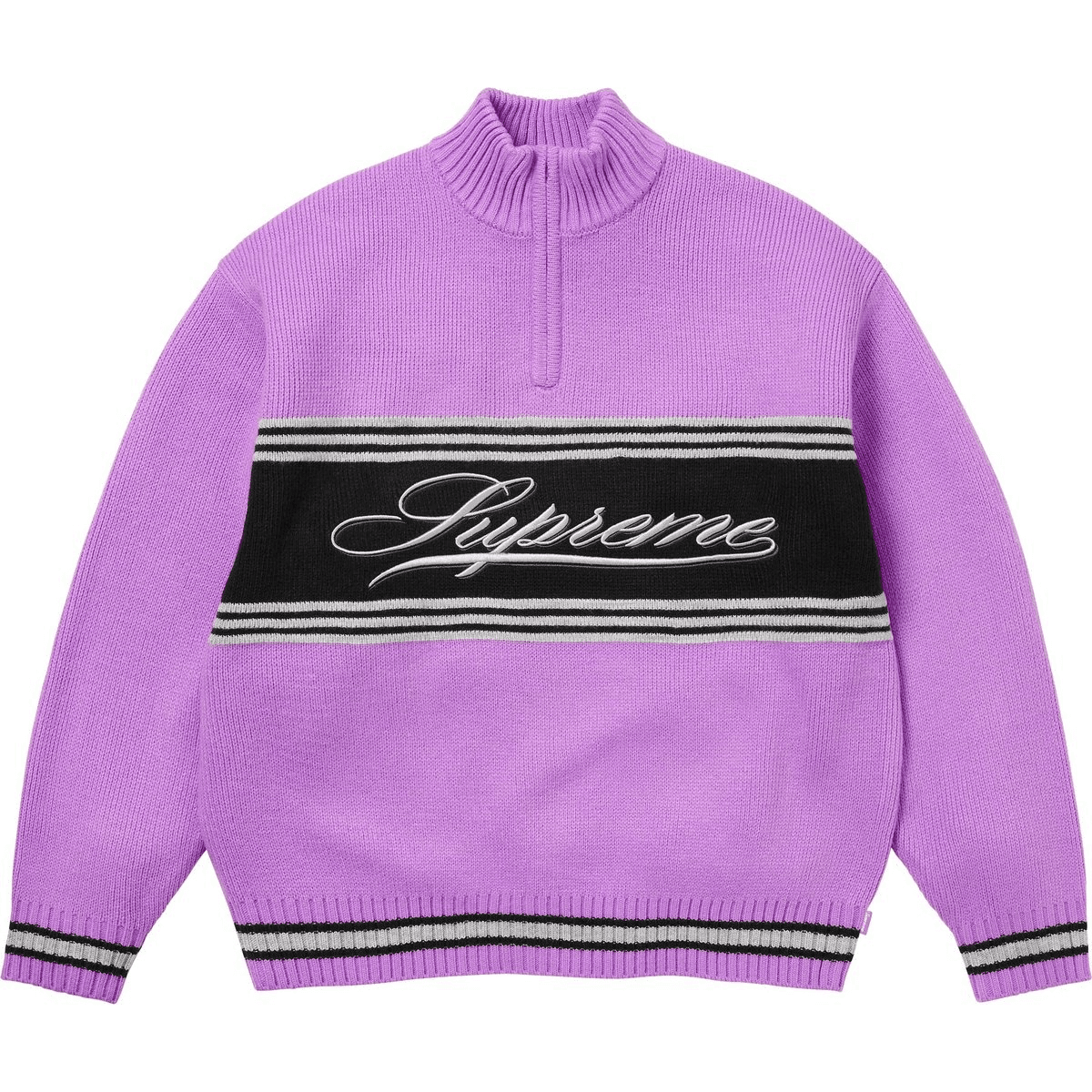 Кофта Supreme FW25 Week6 Script Stripe Полузастежка Свитер Унисекс - изображение 1