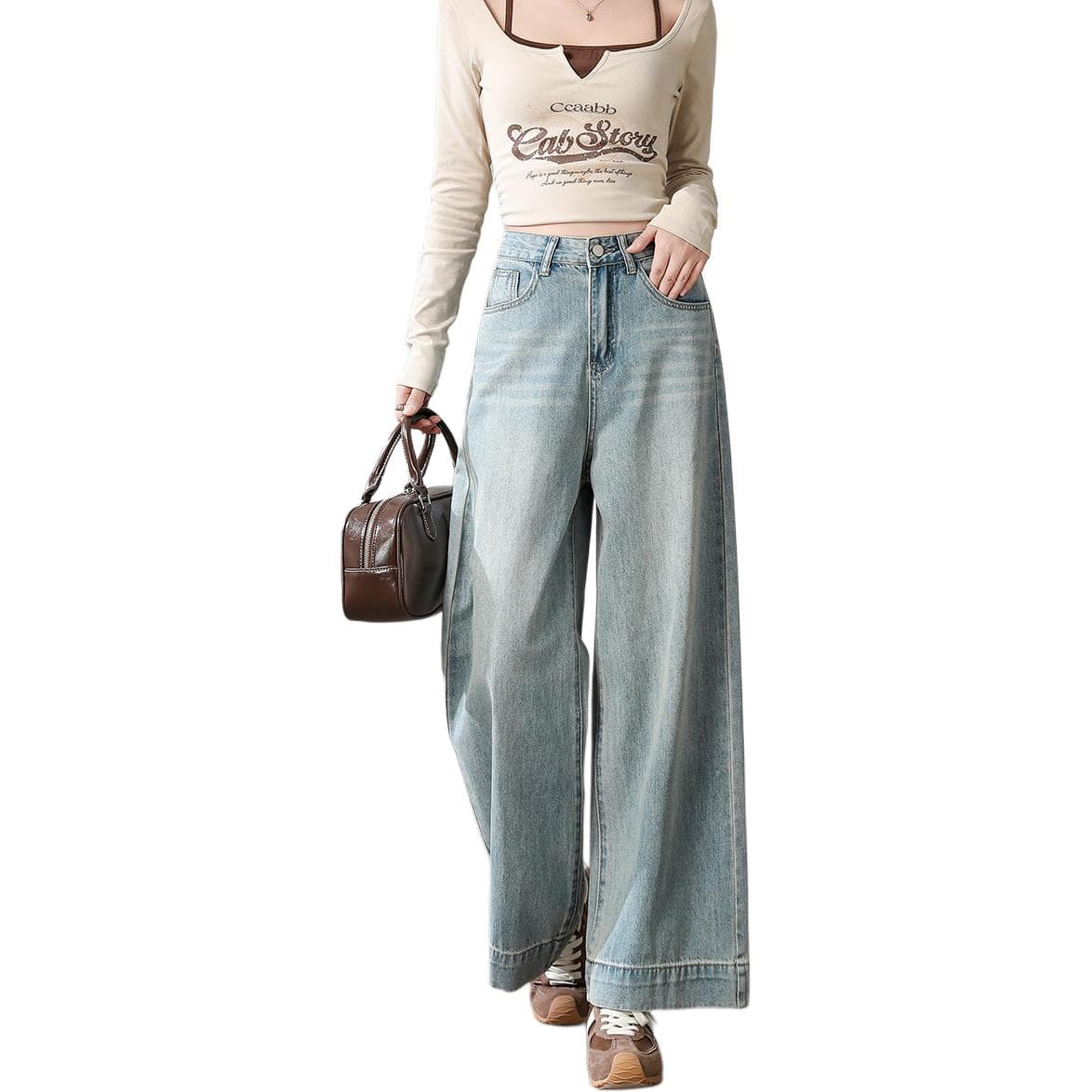 Джинсы BALENO Светло-синий (Wide Leg Pants) Женские Джинсы - изображение 1