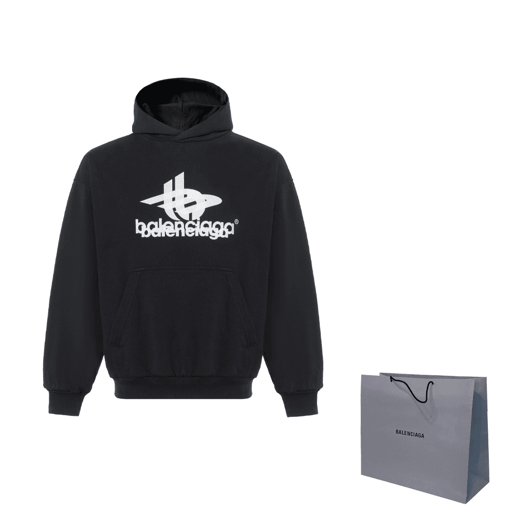 Худи Balenciaga Logo Hoodie Black - изображение 13