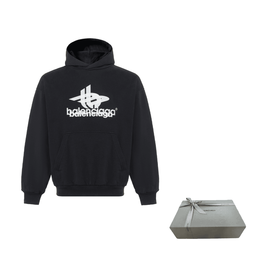Худи Balenciaga Logo Hoodie Black - изображение 14