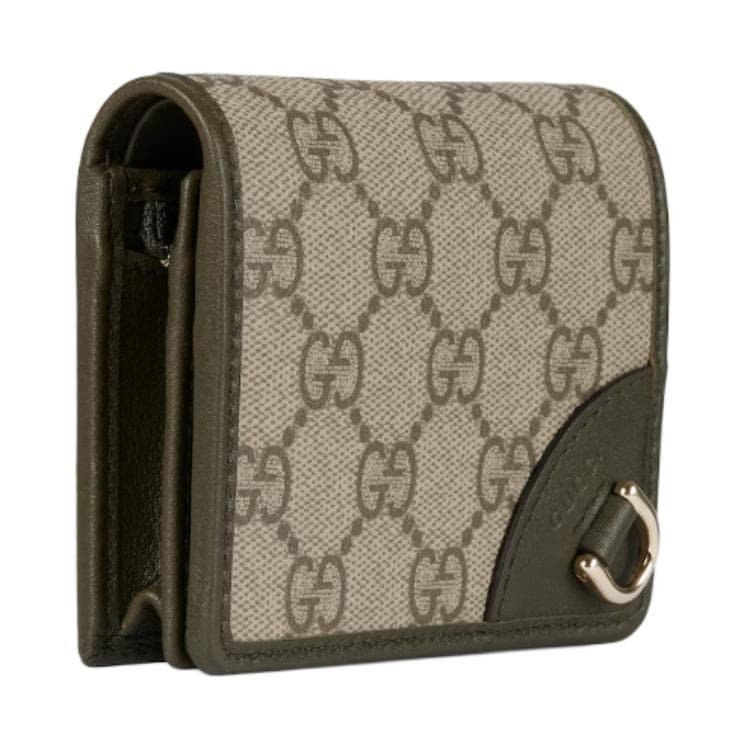 Кошелек GUCCI GG Emblem Тканевый Кошелек Маленький Женский Бежевый и Коричневый - изображение 2