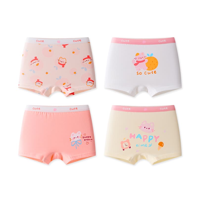MIIOW 4 пачки Белый+Розовый+Светло-розовый+Абрикос Kids Трусы - изображение 1