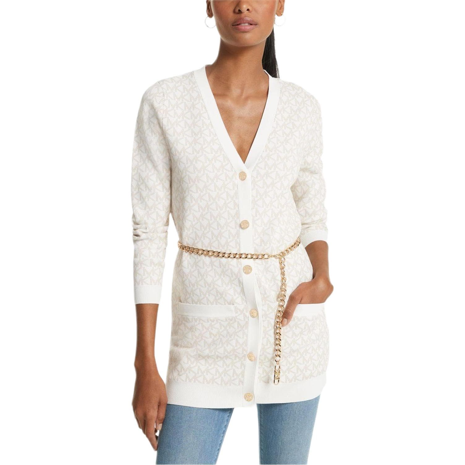 Кофта MICHAEL KORS Logo Jacquard Belted Cardigan V - изображение 1