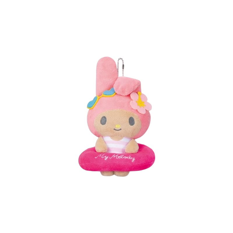 Sanrio My Melody x Kitty Гавайи Пляжные сандалии Брелок Плюшевый подвес 14 см - изображение 1