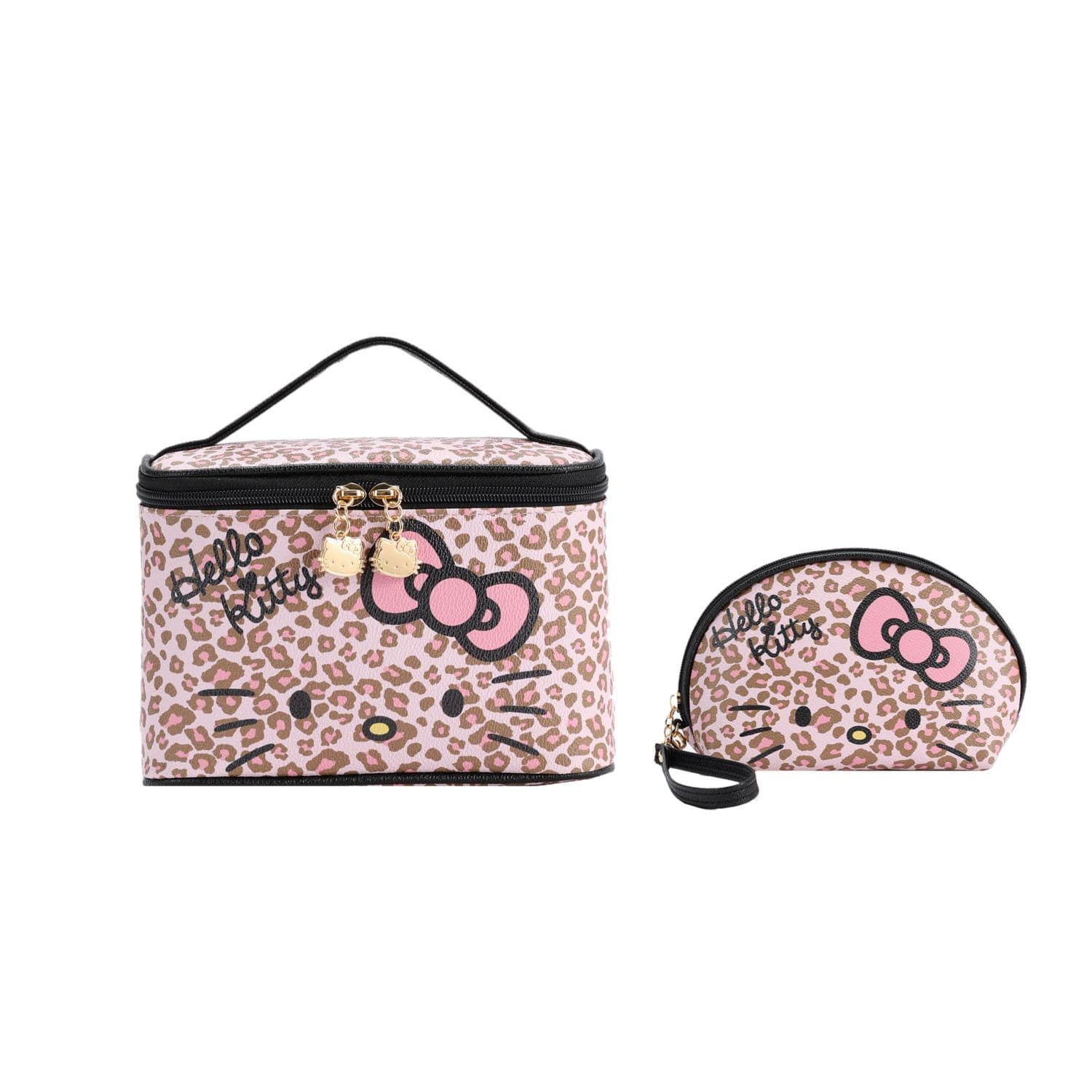 Sanrio Hello Kitty PU (полиуретан) Комбо Набор Маленький Женский Розовый Леопард с принтом - изображение 1