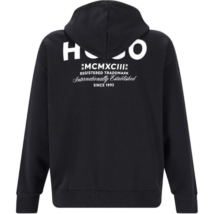 Худи HUGO BOSS FW25 Мужская свободная толстовка с капюшоном и молнией, черная - изображение 2