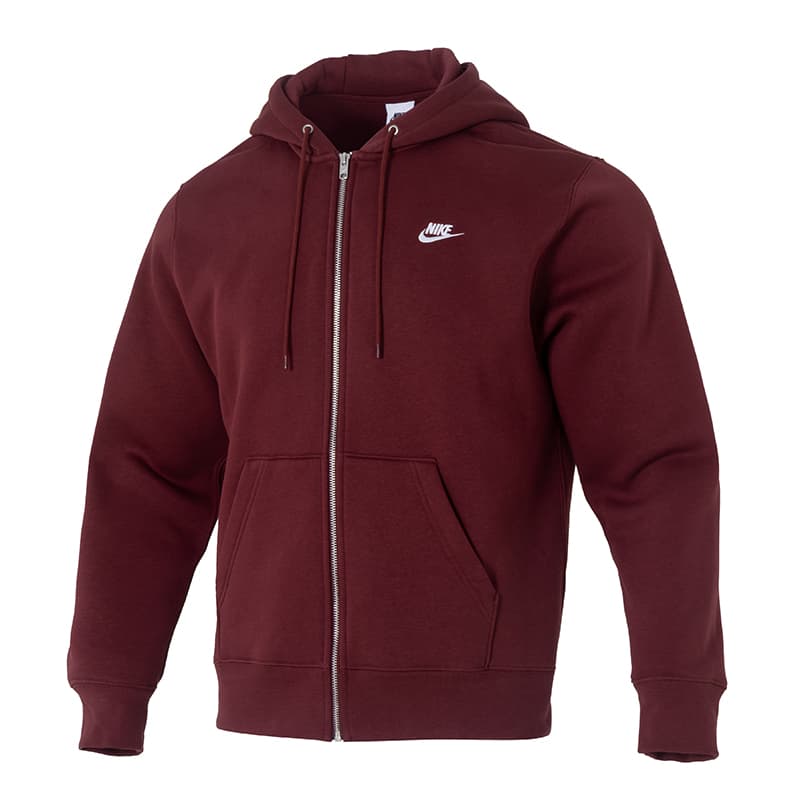 Куртка Nike Клуб Фитнес Спортивный Классический Вышивка Удобный С флисовой подкладкой Термостойкая Куртка Мужская Темно-Красная - изображение 1