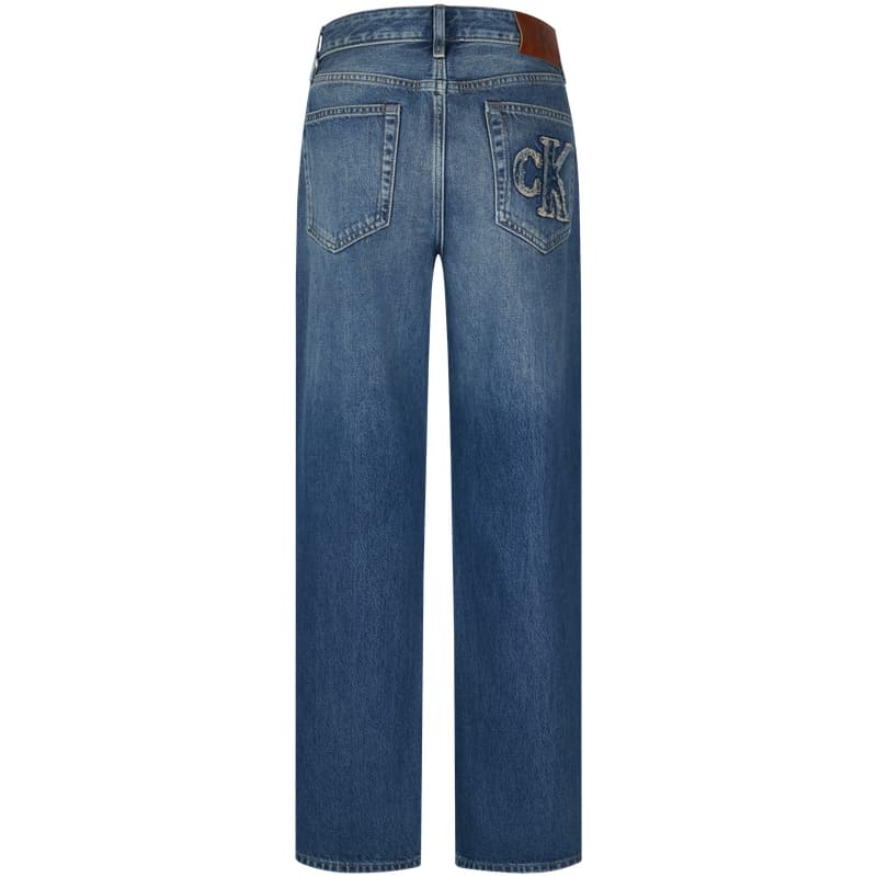 Джинсы Calvin Klein Прямой крой 3NL Джинсовый синий Женские Джинсы - изображение 3