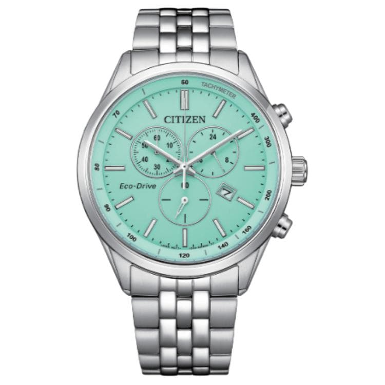 Часы CITIZEN Eco Drive Солнечный Кварцевый Механизм Нержавеющая Сталь Шнуровка Часы 42 мм Мужские Часы Зеленый Циферблат - изображение 1