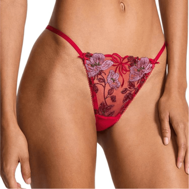 Трусы Victoria's Secret Victoria's Secret Fashion Show Collection 1 упаковка (Красный Цветочный Вышивка) Женские Стринги - изображение 1
