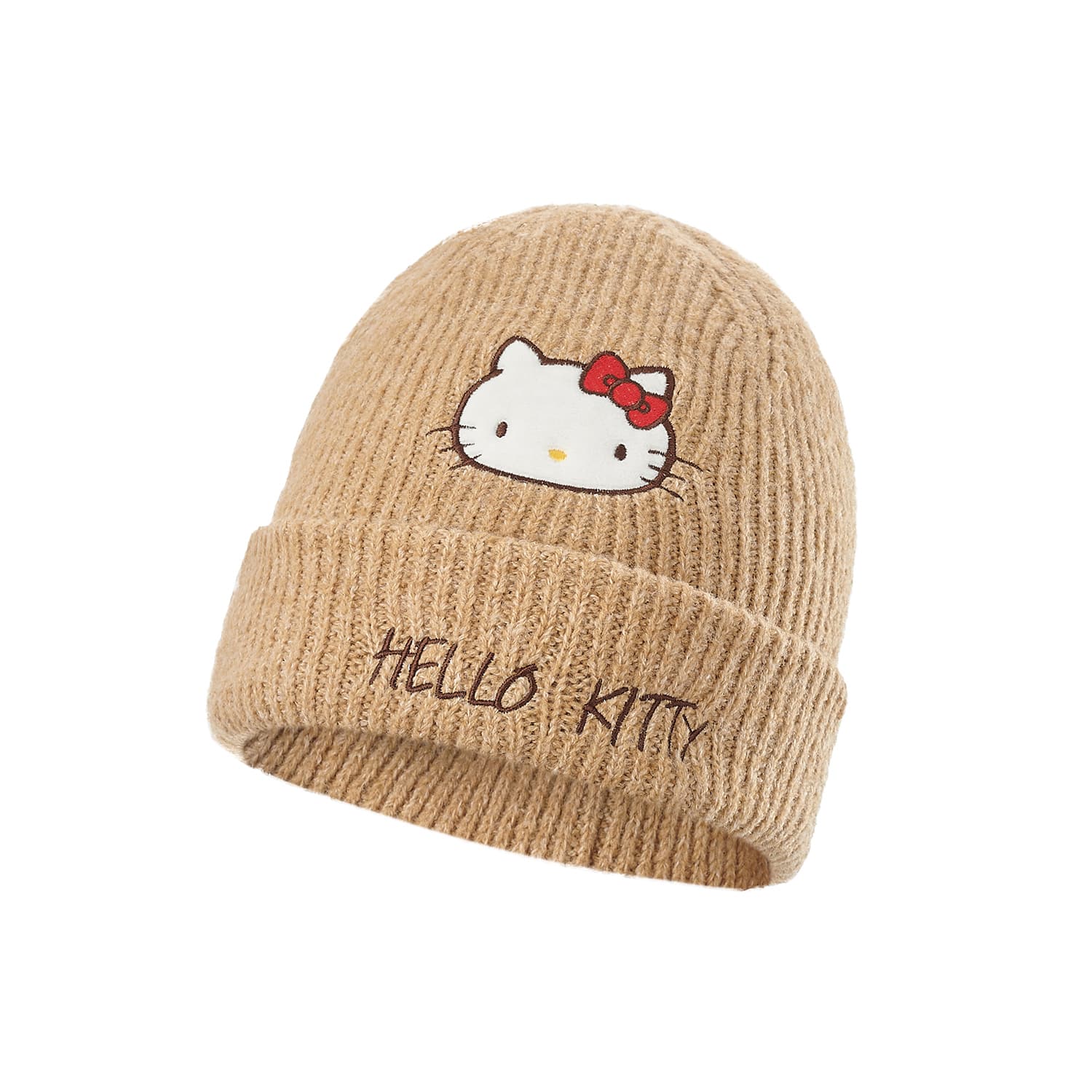 Шапка Sanrio Hello Kitty Хаки милый вышивка универсальный термозащитный ветрозащитный холодостойкий на открытом воздухе путешествие 95% полиэстер, 5% эластан шерстяная шапка женский - изображение 1