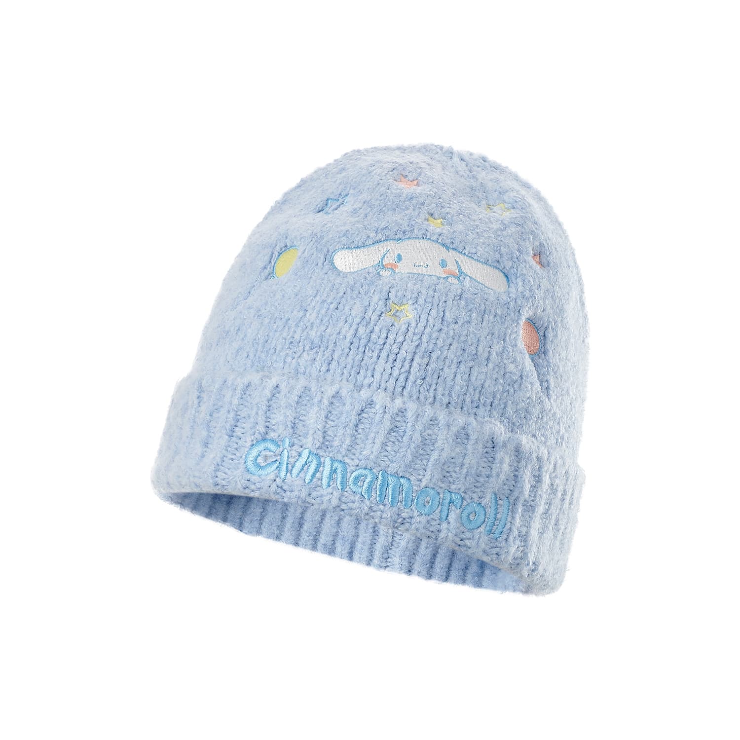 Шапка Sanrio Cinnamoroll Синяя универсальная шапка-бини с вышивкой, ветрозащитная, утепленная, для женщин, 95% полиэстер, 5% эластан - изображение 1