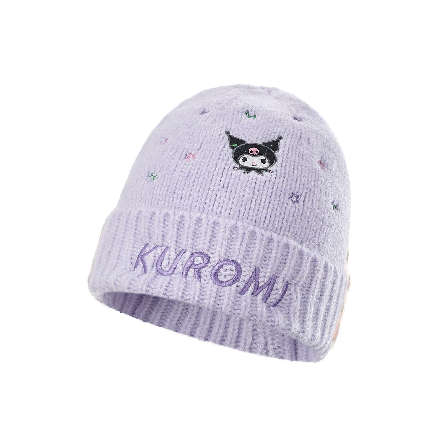 Шапка Sanrio x Куроми Фиолетовый с вышитыми звездами универсальный термозащитный ветрозащитный холодостойкий для отдыха на природе - изображение 1