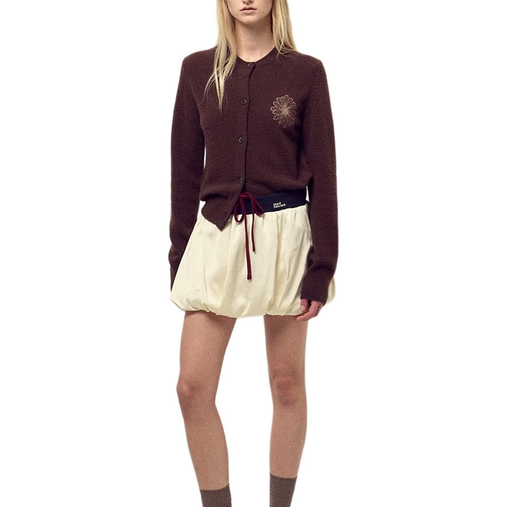 Кардиган MARDI MERCREDI FW25 Енот Смешанный Кардиган Круглый Вырез_Коричнево-Бежевый Свитер Женский - изображение 1