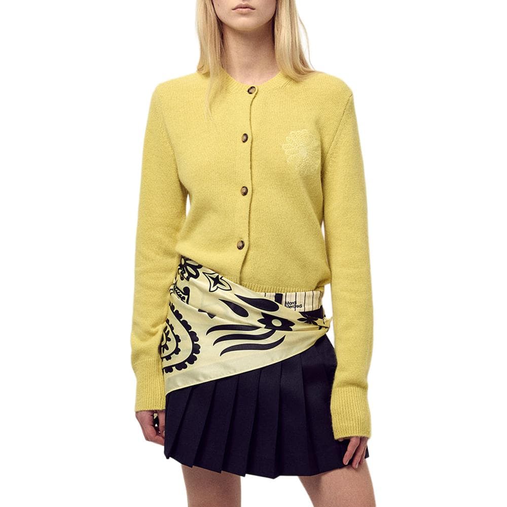Кардиган MARDI MERCREDI FW25 Енот Смешанный Кардиган Круглый Вырез Лак Лимонно-желтый Свитер Женский - изображение 1