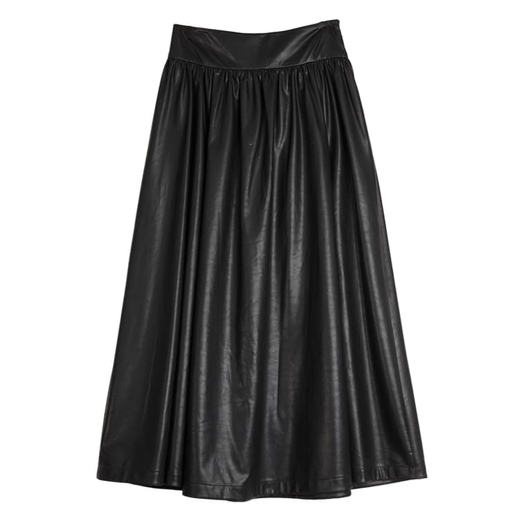 ELLE Черные Женские Кожаные Длинные Юбки - изображение 2