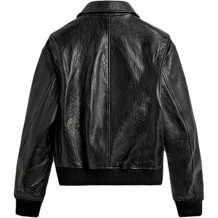 Кожаная куртки ZARA Черные Мужские Кожаные Куртки - изображение 2