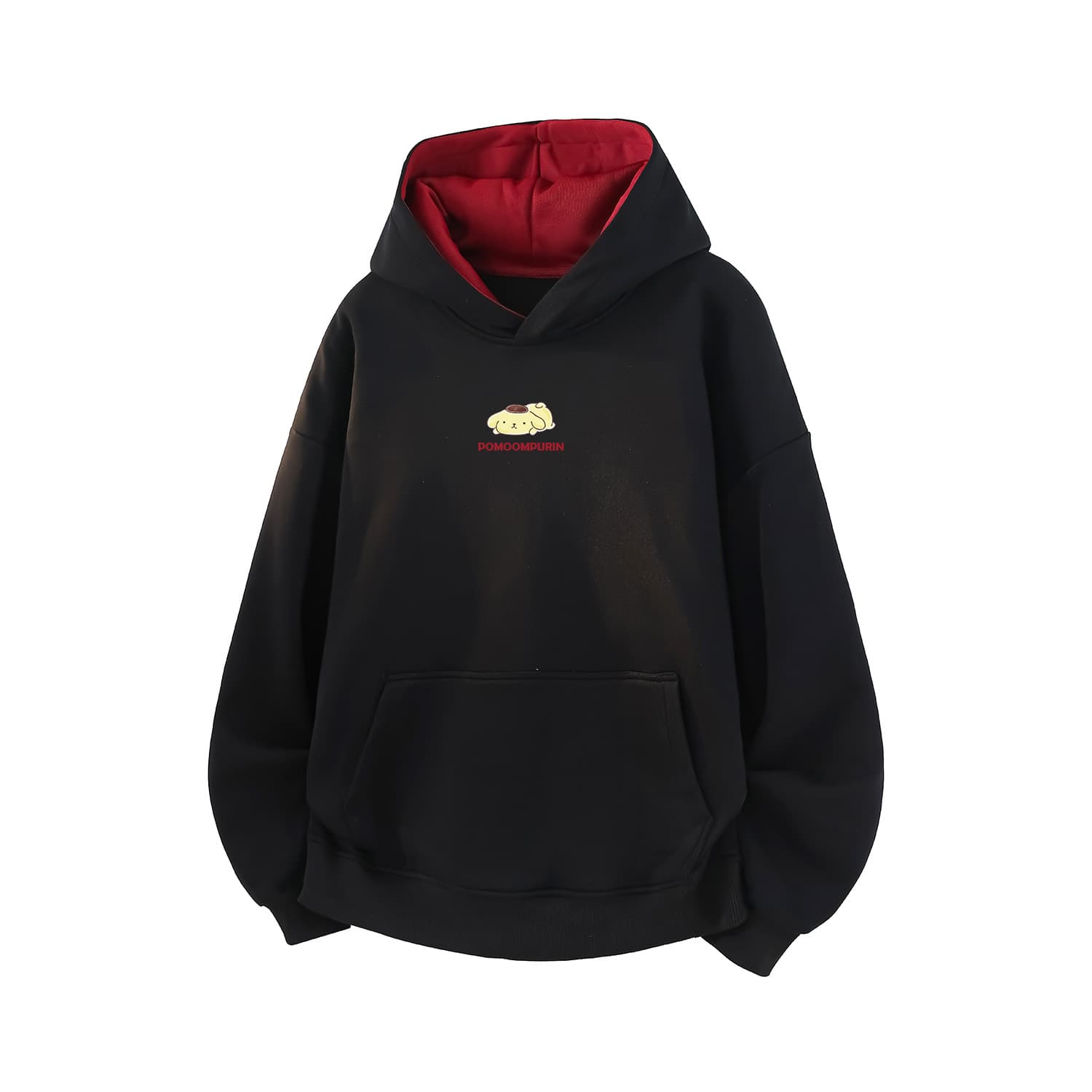 Кофта Sanrio x Pomoompurin x Hello Kitty SS25 Совместная коллекция Универсальный базовый свитшот с контрастными цветами Винтажный спорт С капюшоном Термозащитный удобный верхняя одежда Парный свитшот Унисекс С утеплителем или без - изображение 1