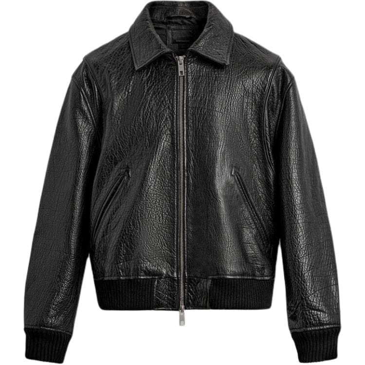 Кожаная куртки ZARA Черные Мужские Кожаные Куртки - изображение 1