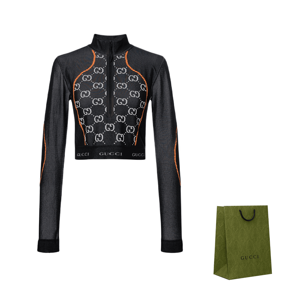 Gucci SS22 GG Jacquard Knit Top Black - изображение 7