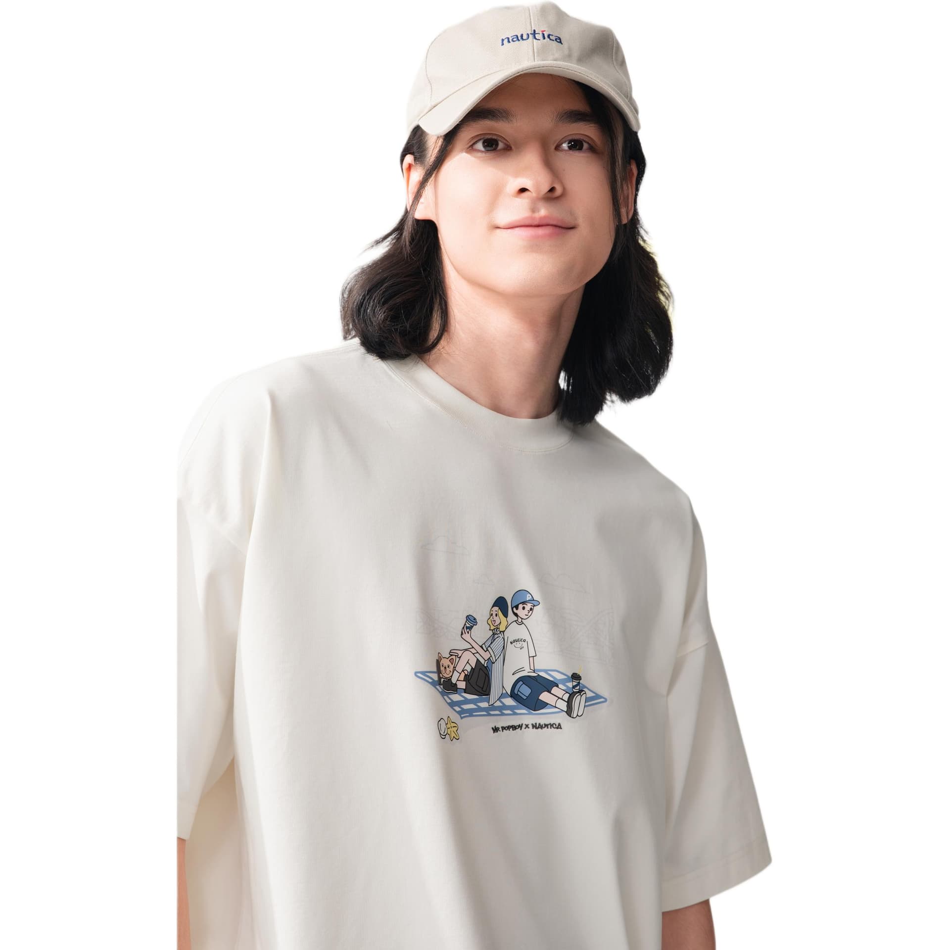 Футболка Nautica White Sail x POPBOY Кемпинг принт Круглый вырез Мужская футболка - изображение 5